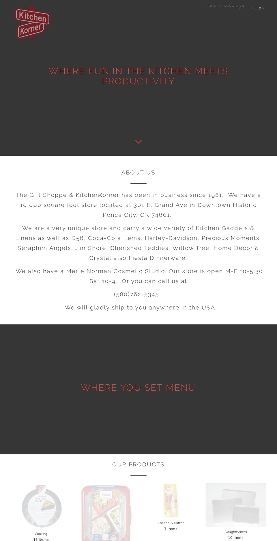 kitchenkornerpc.com — Shopify storefront screenshot