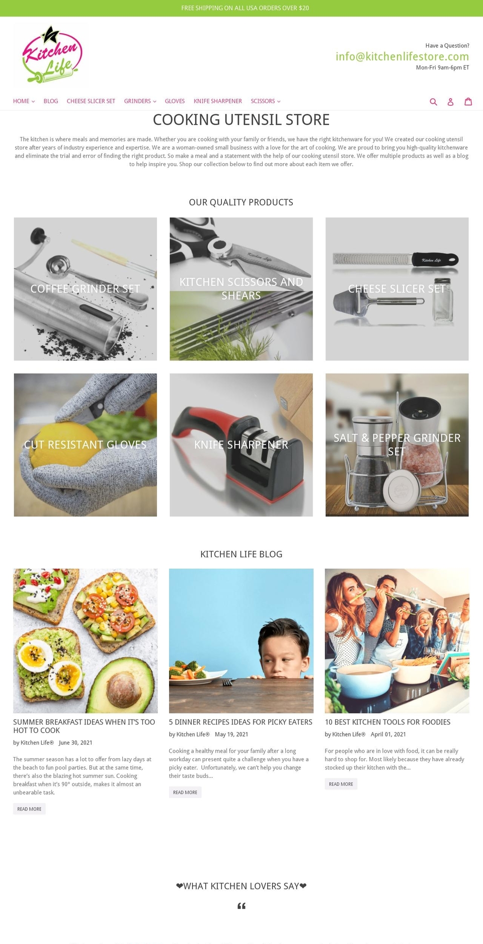 DSL Theme Shopify theme site example kitchenlifestore.com