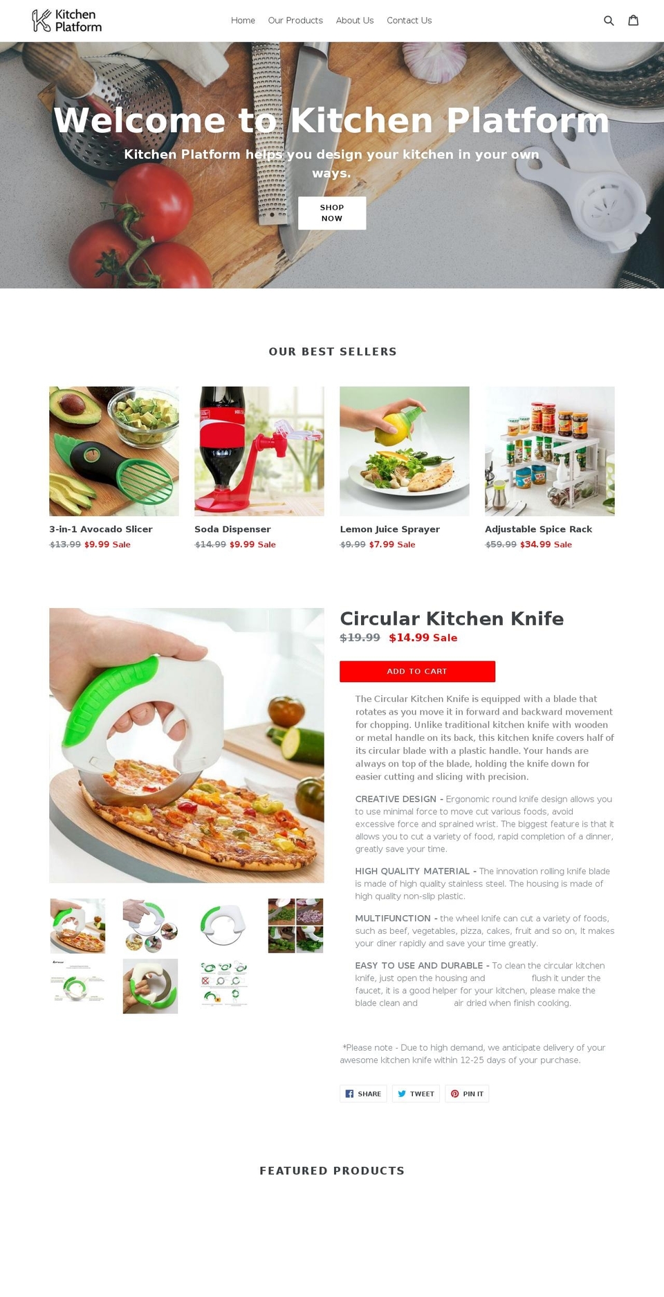 kitchenplatform.com — Shopify storefront screenshot