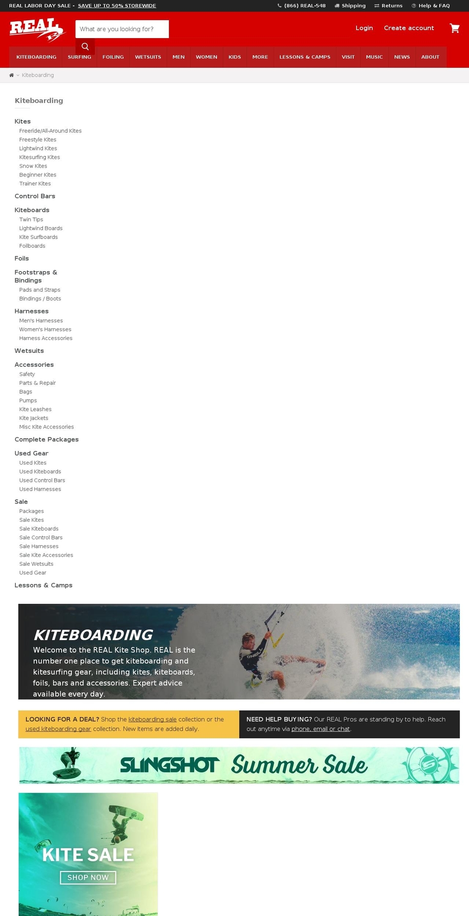 realwatersports Shopify theme site example kiteboardhatteras.com