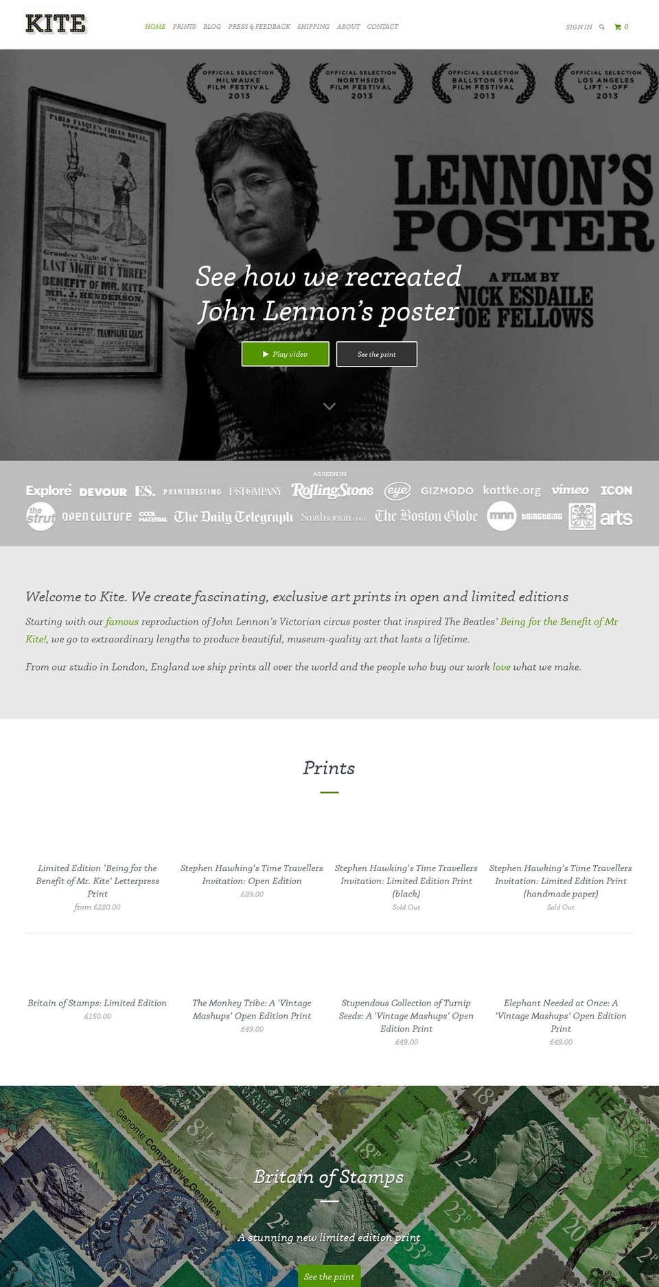 Kite January Shopify theme site example kiteprint.com