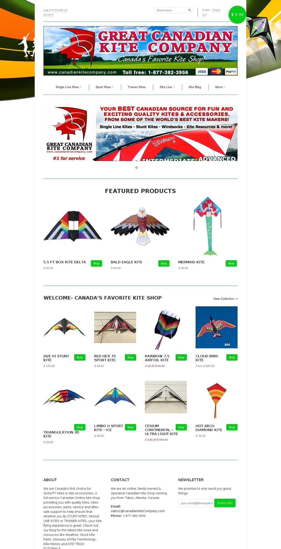 kitescanada.net shopify website screenshot