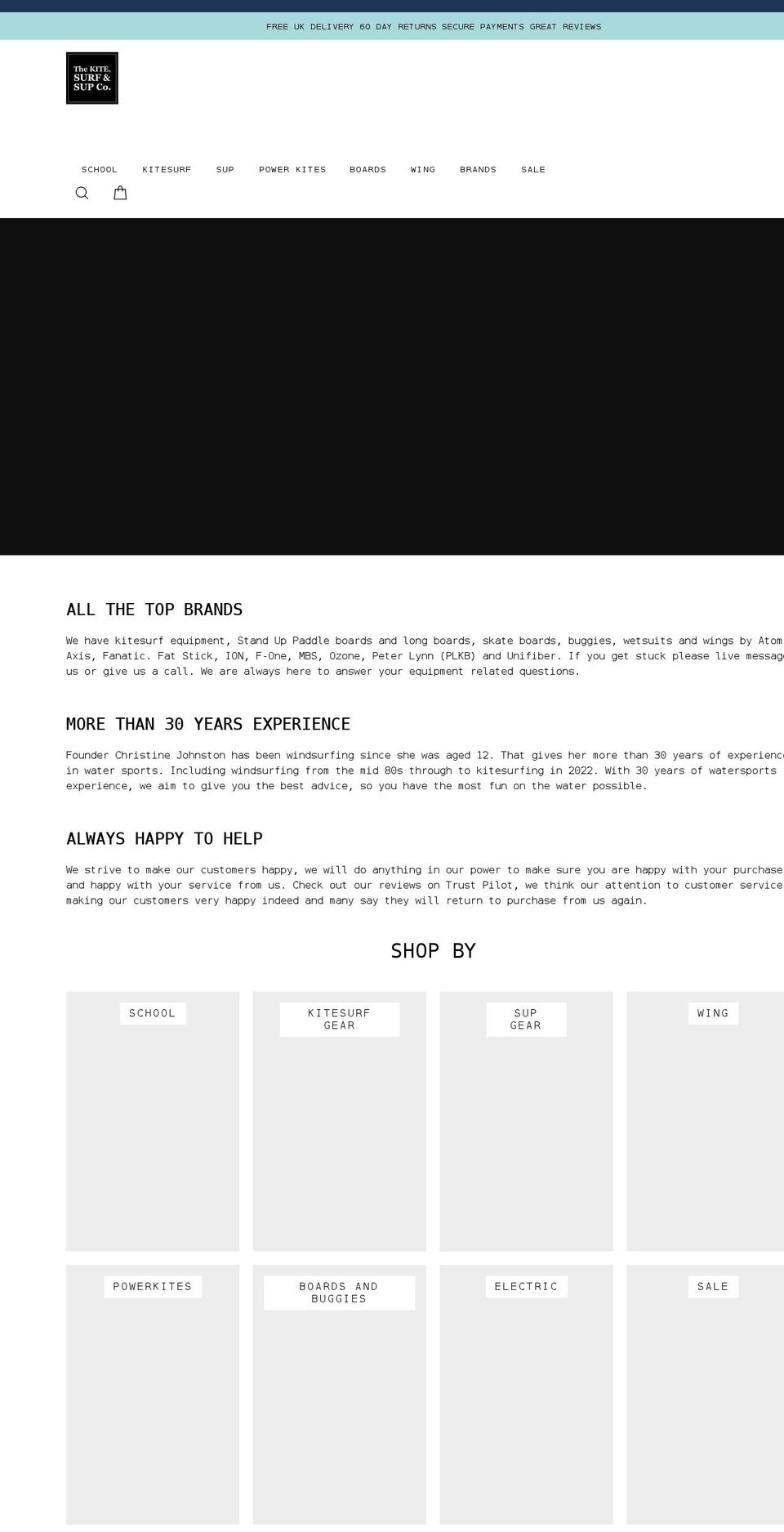 kitesurfandsup.com shopify website screenshot