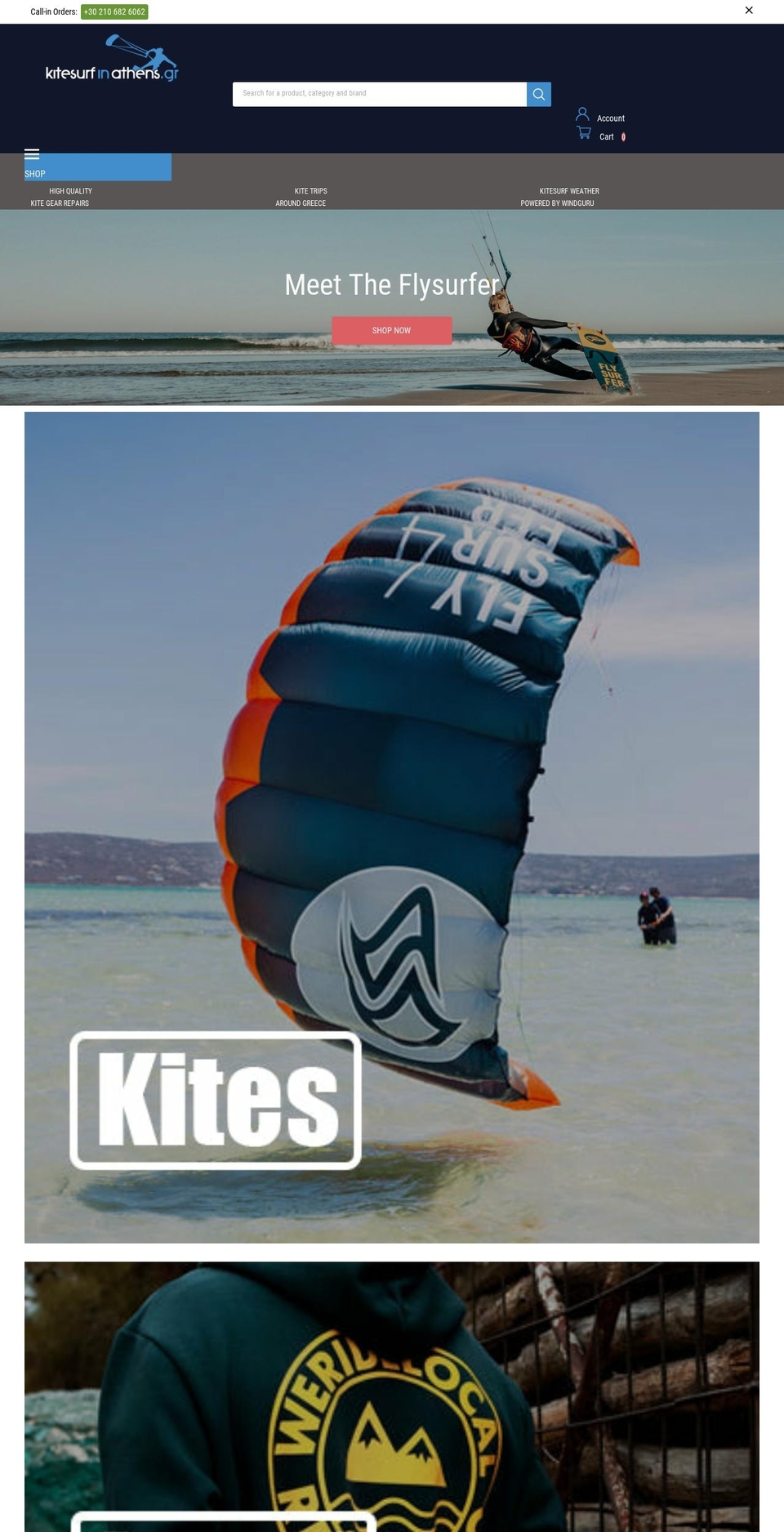 kitesurfinathens.gr shopify website screenshot