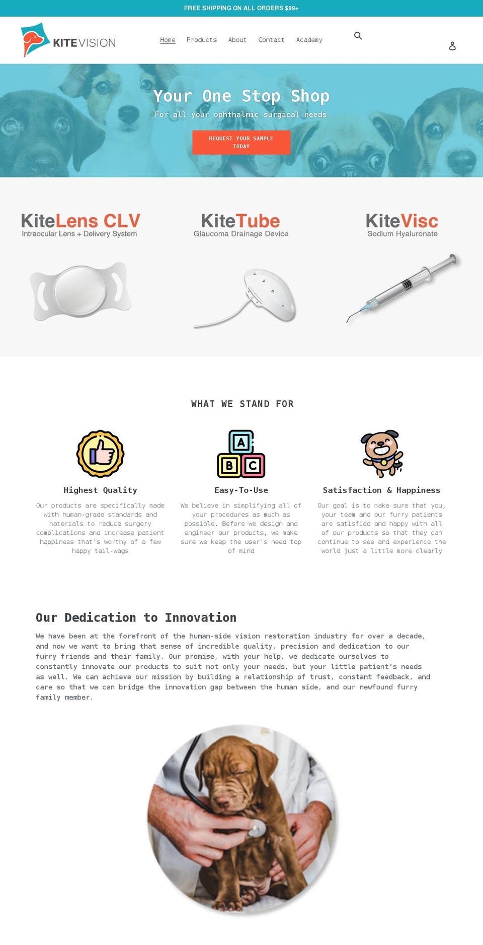 kitevisionvet.com shopify website screenshot