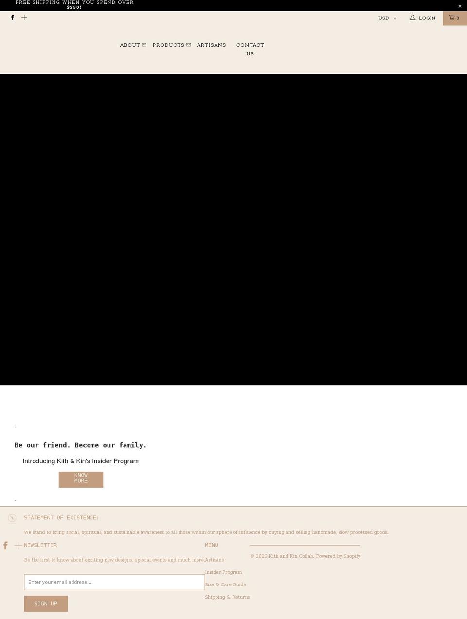 kithandkincollab.com shopify website screenshot