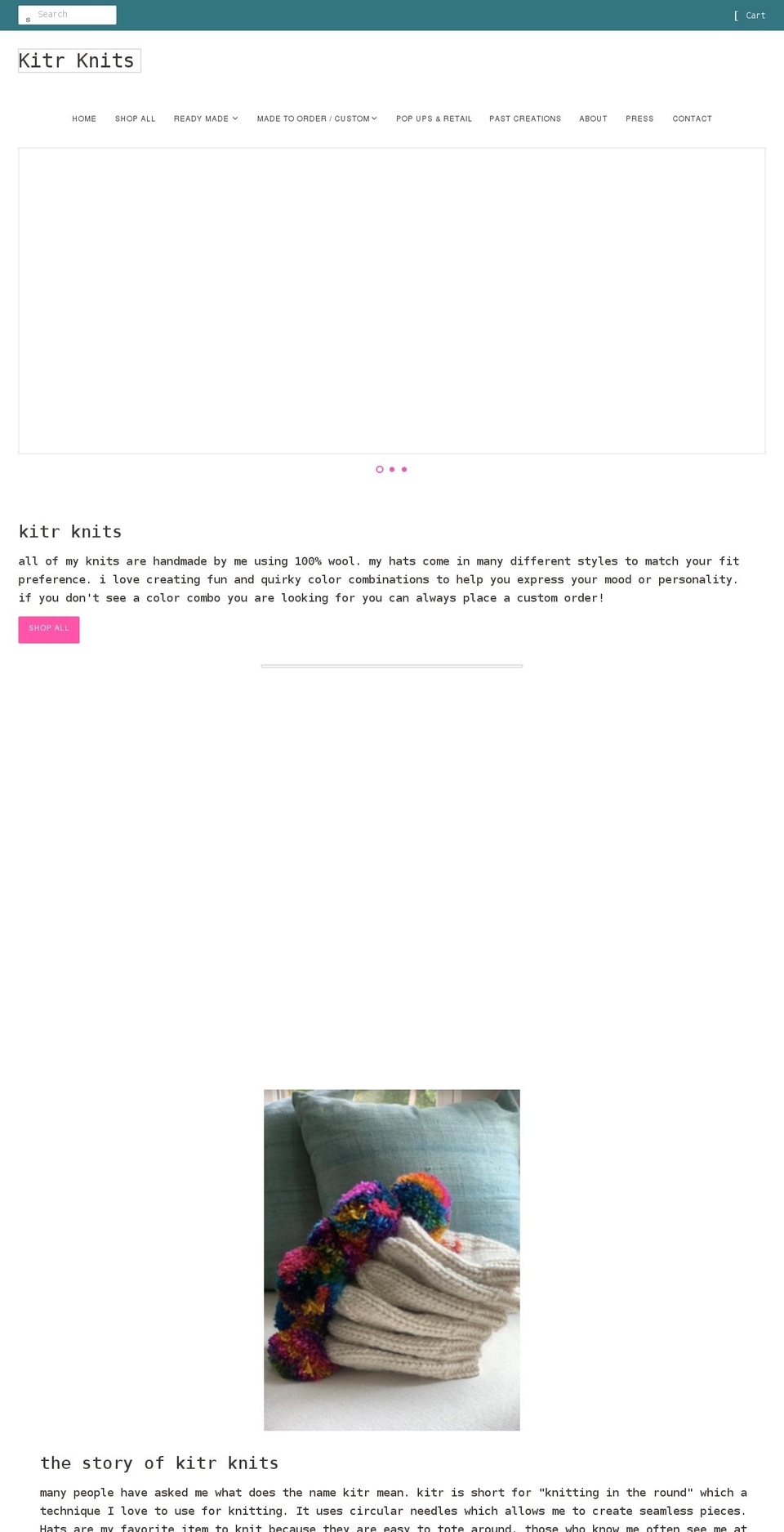 kitrknits.com shopify website screenshot