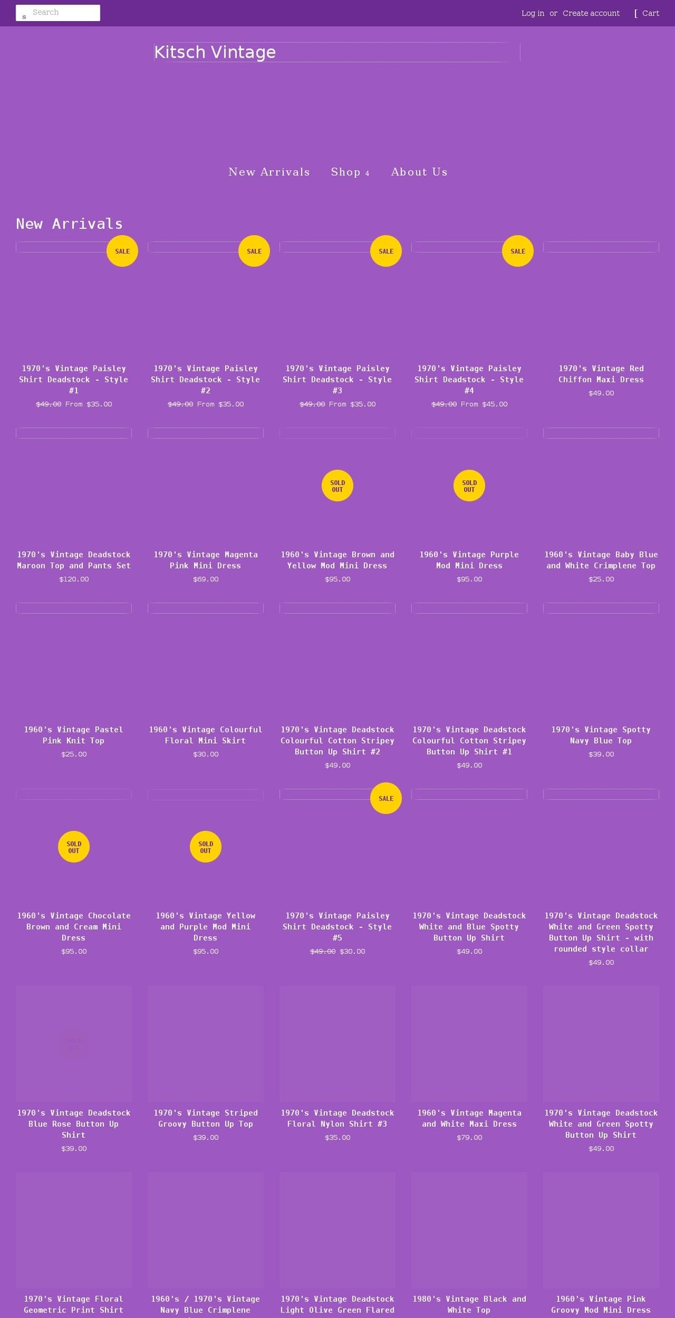 kitschvintage.com shopify website screenshot