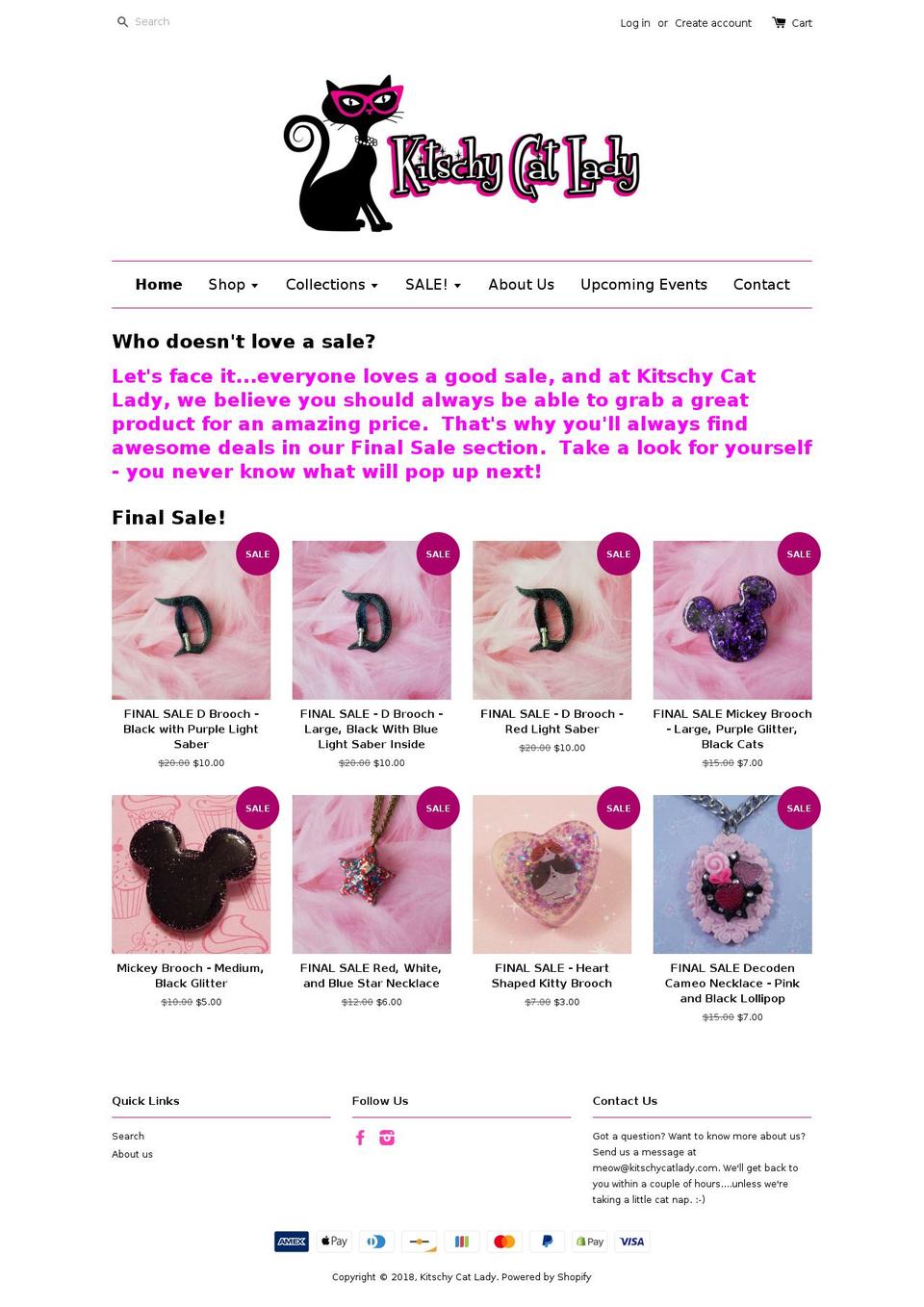 kitschycatlady.com shopify website screenshot