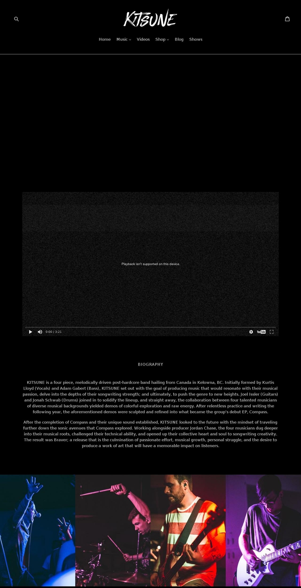 kitsuneband.com shopify website screenshot