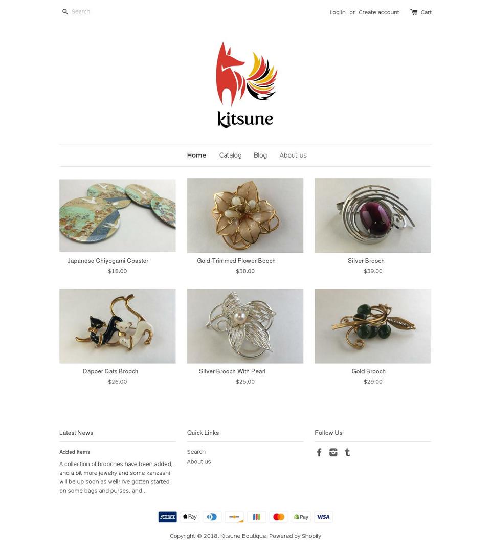 kitsuneboutique.com — Shopify storefront screenshot