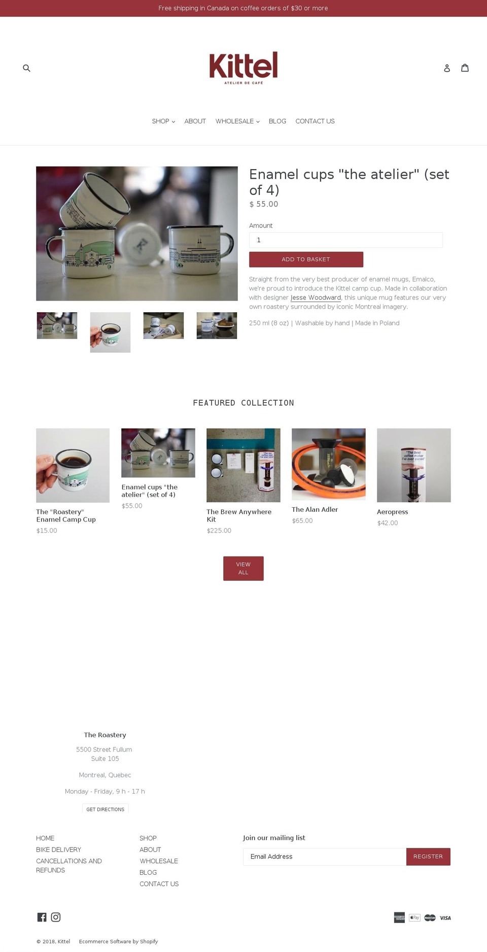 kittel.cafe shopify website screenshot