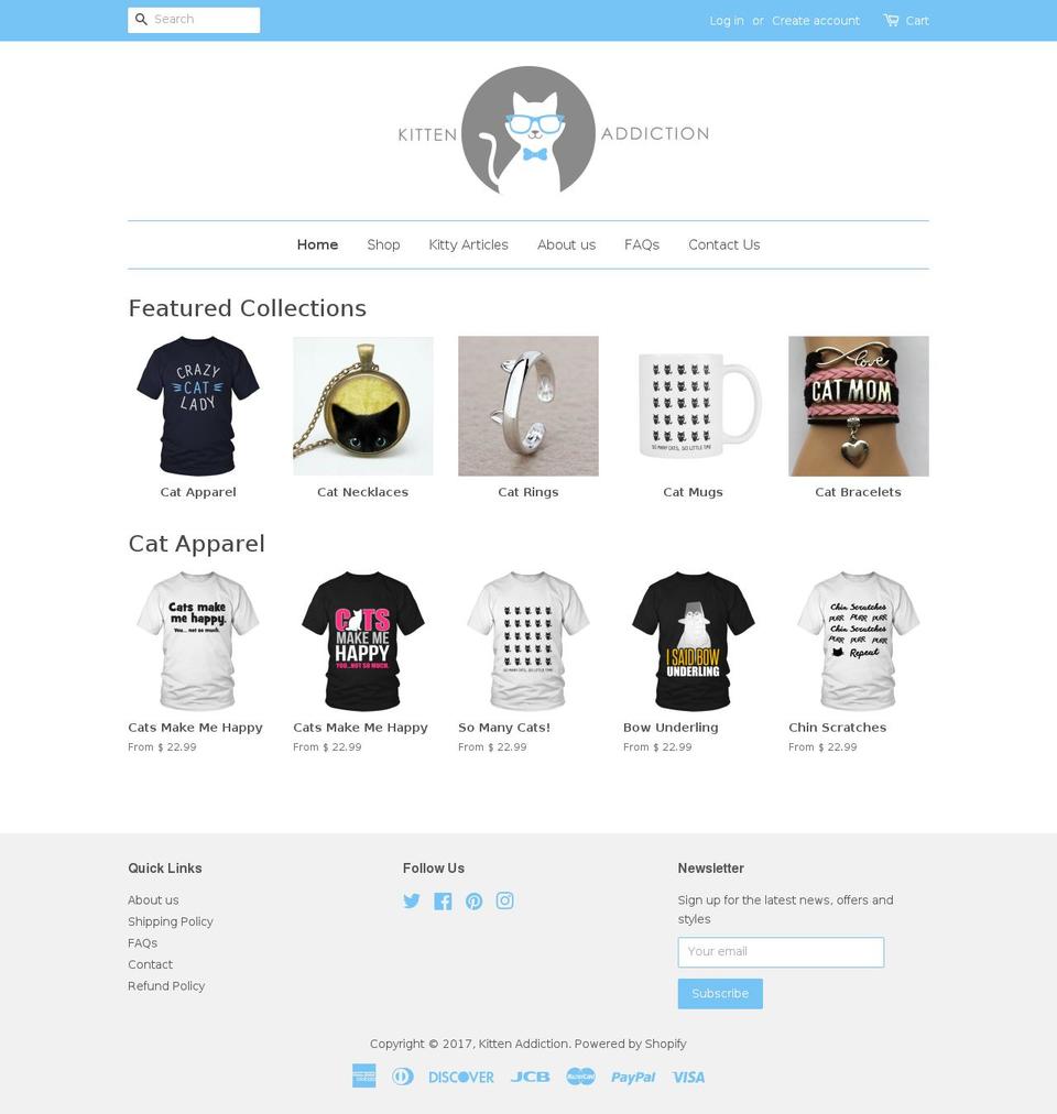 kittenaddiction.com shopify website screenshot