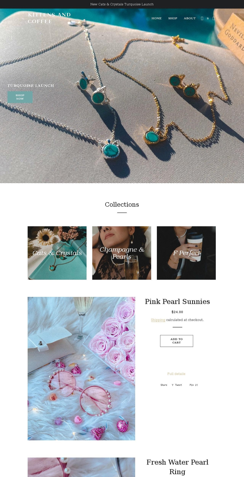 kittensandcoffee.com shopify website screenshot