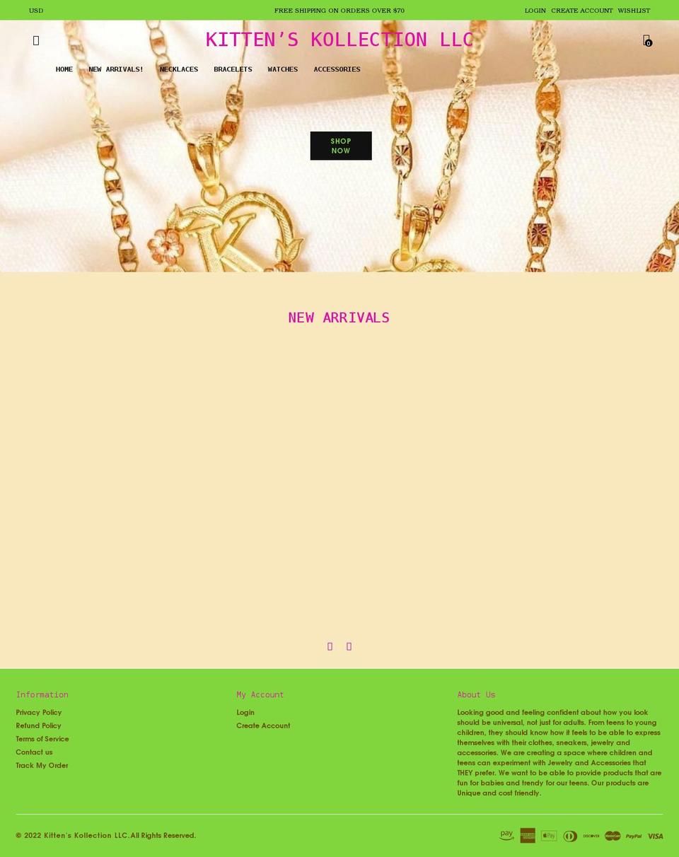 kittenskollection.com shopify website screenshot