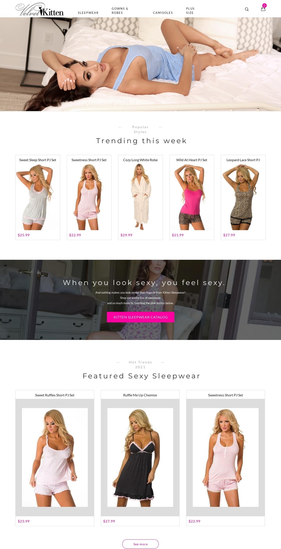 kittensleepwear.com shopify website screenshot