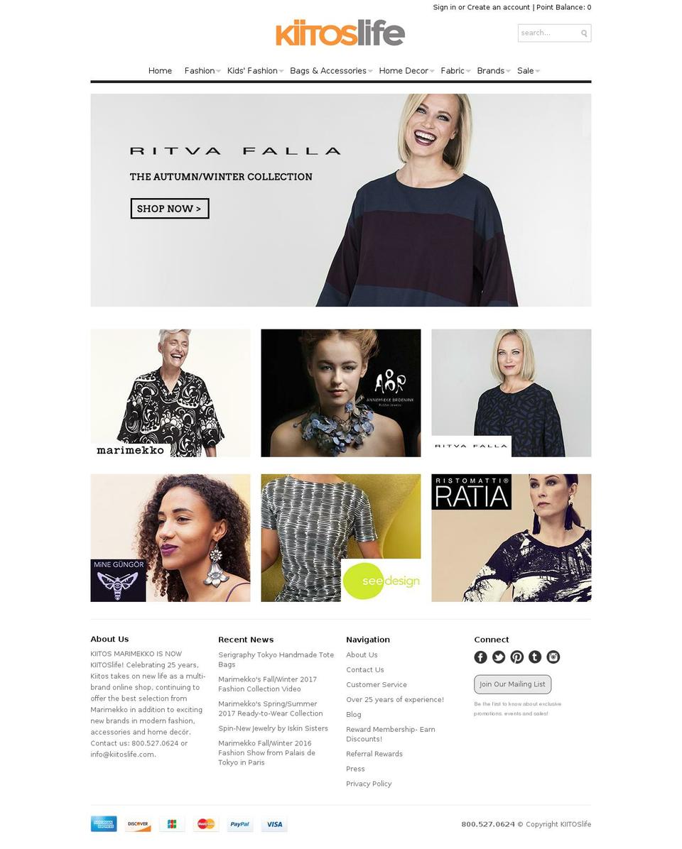 kittoslife.com — Shopify storefront screenshot