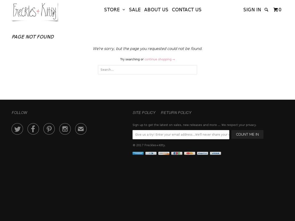 kittyandfreckles.com shopify website screenshot