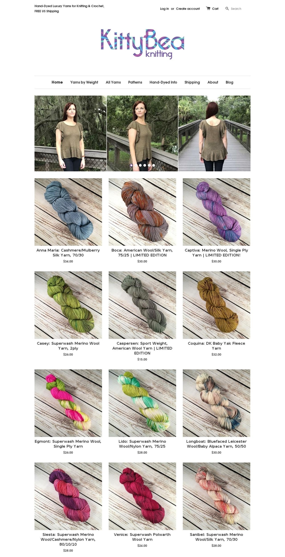 kittybeaknitting.com shopify website screenshot