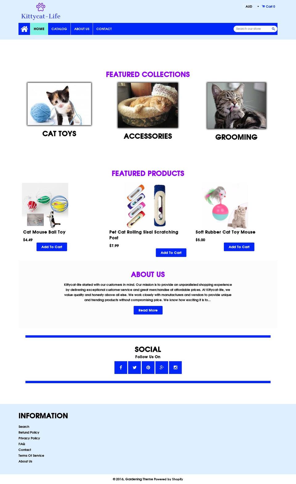 Animals Shopify theme site example kittycatlife.com