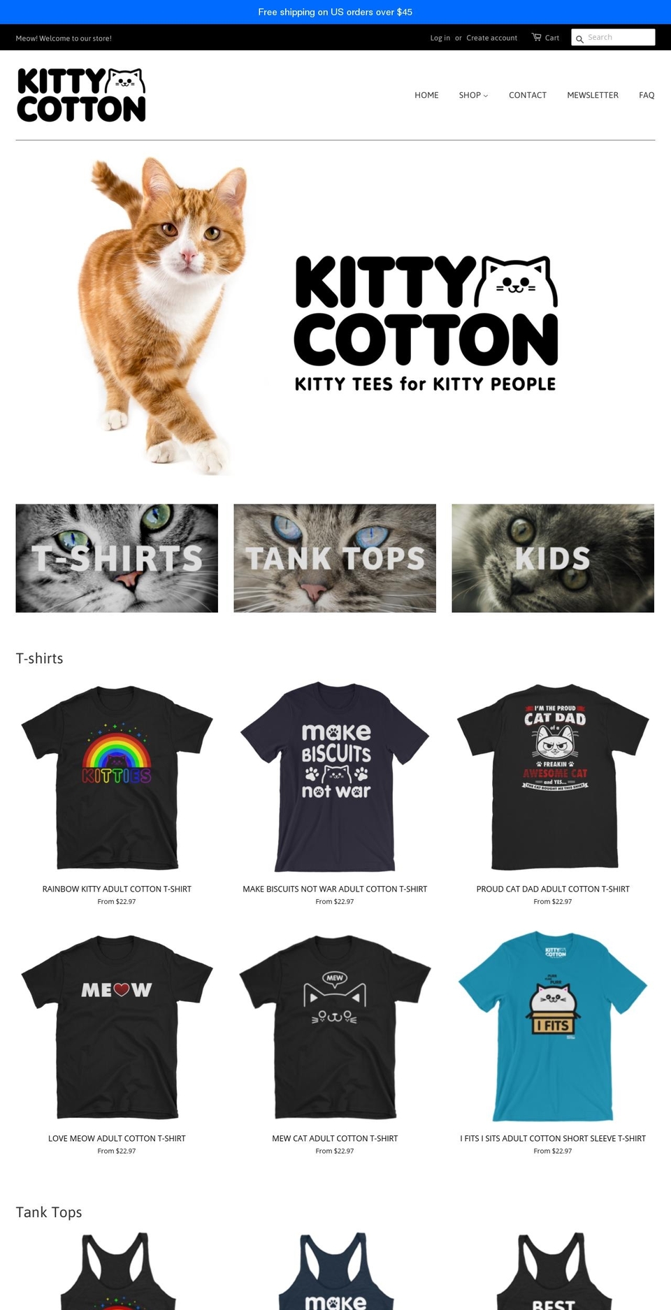 kittycotton.com — Shopify storefront screenshot
