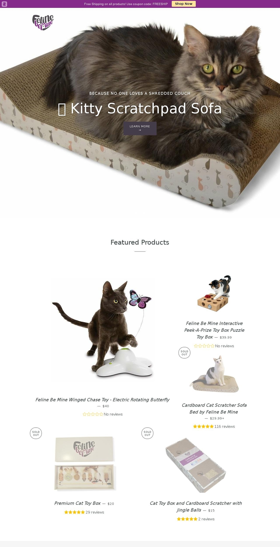 kittycouch.com — Shopify storefront screenshot