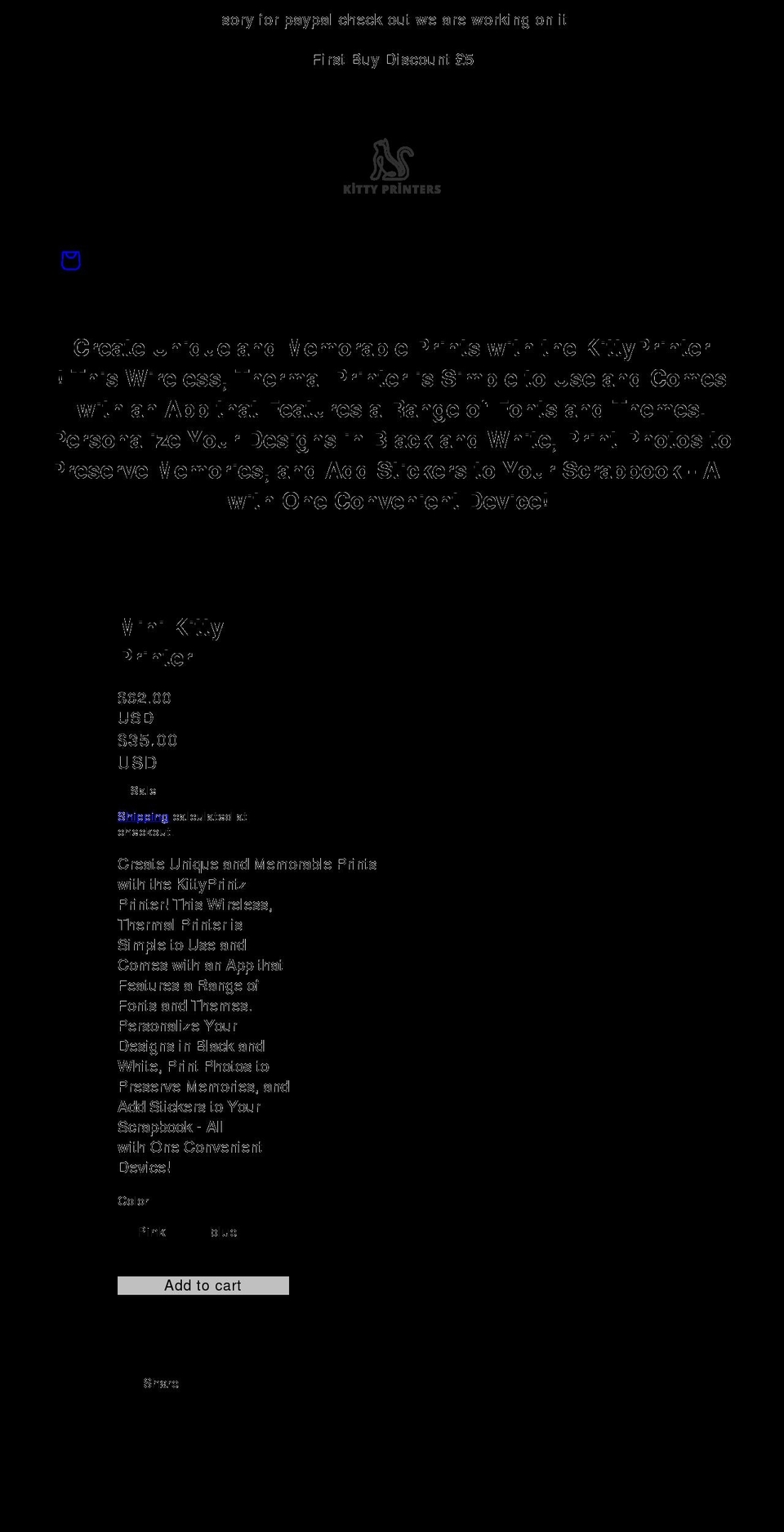 kittyprinters.com shopify website screenshot