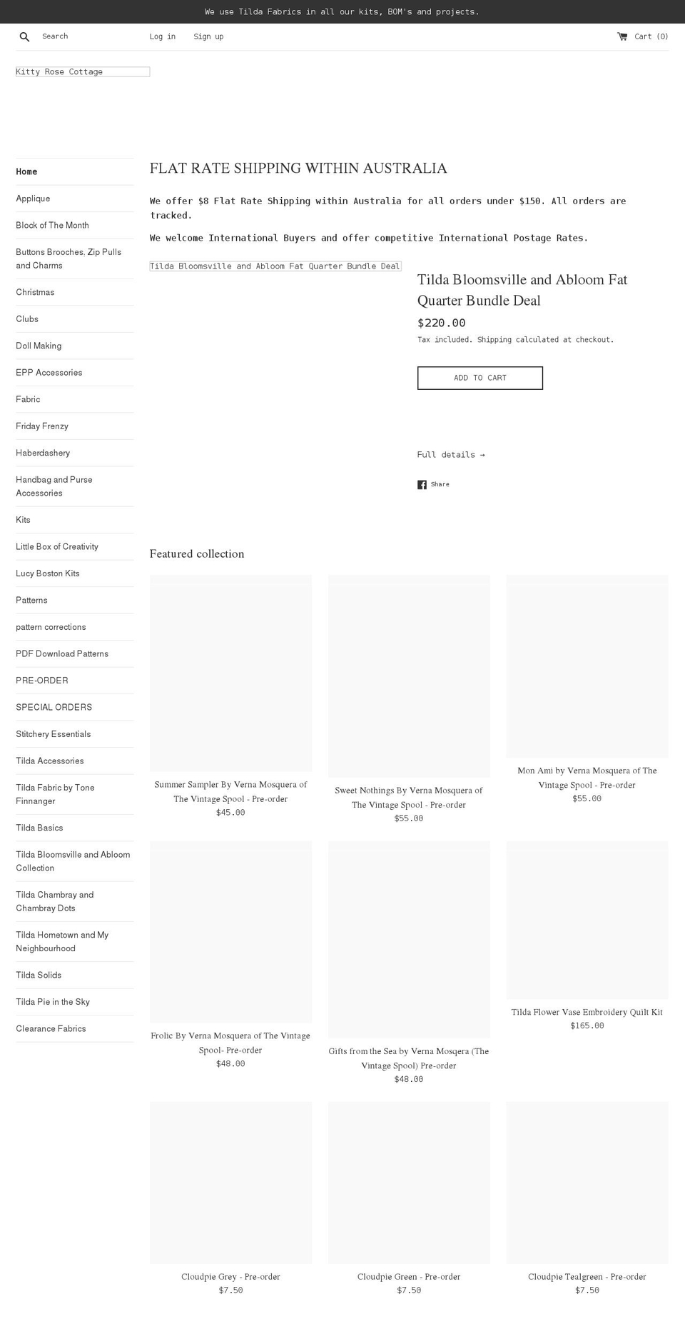 kittyrosecottage.com shopify website screenshot