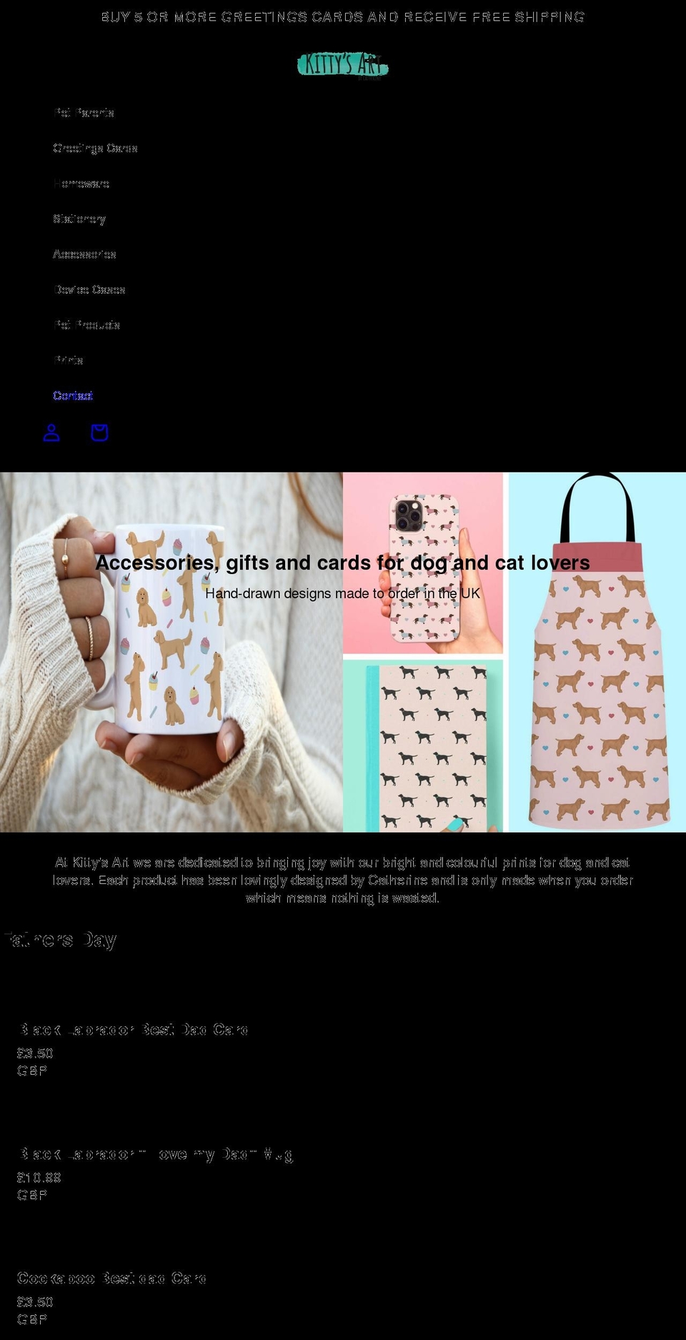 kittysart.com shopify website screenshot