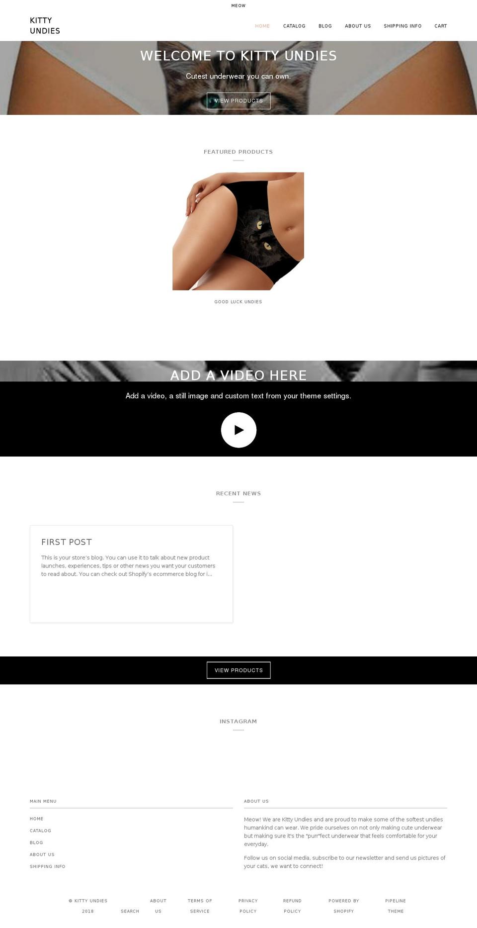 kittyundies.com — Shopify storefront screenshot