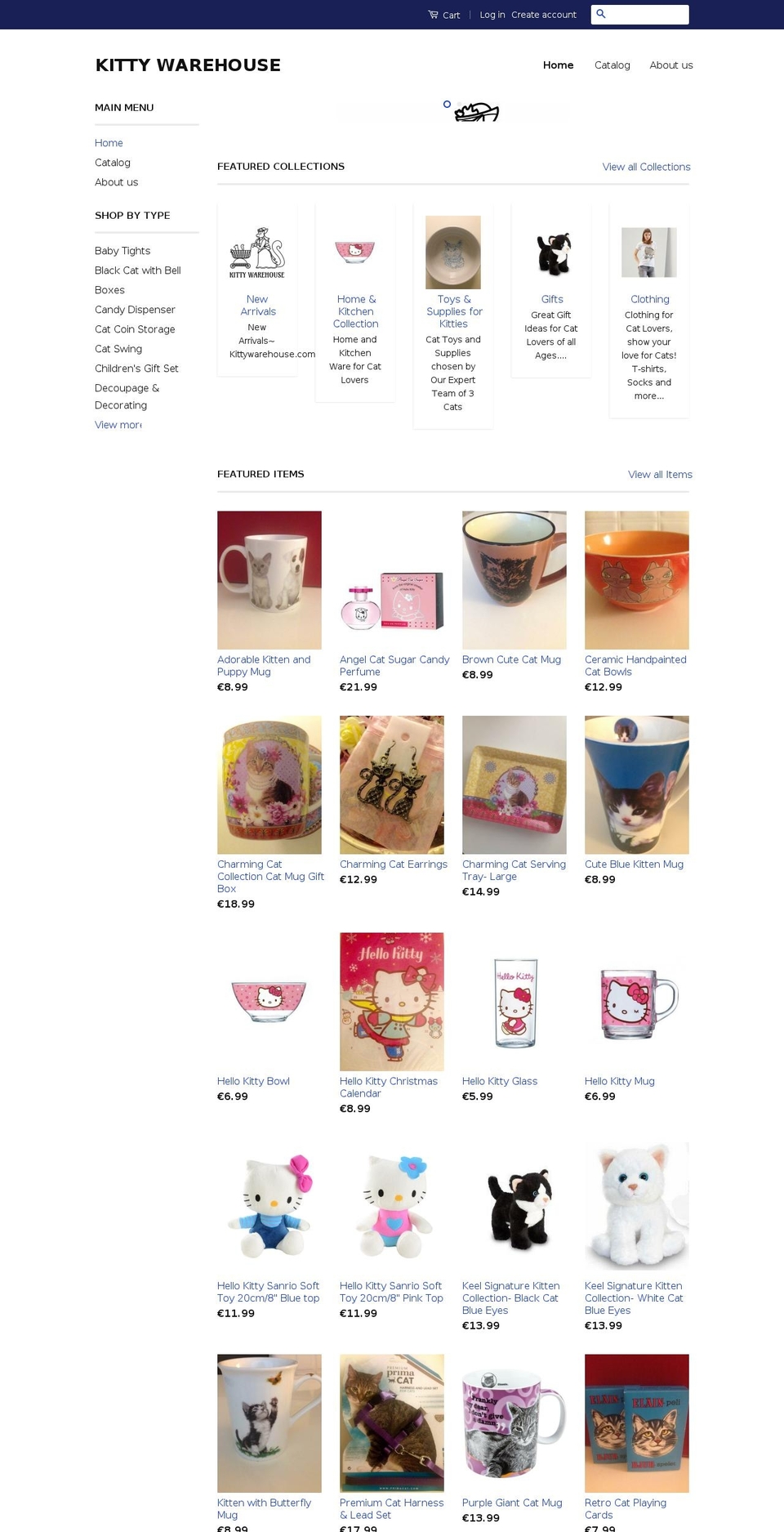 kittywarehouse.com shopify website screenshot