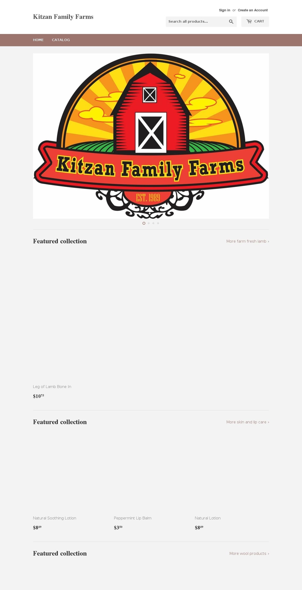 kitzanfamilyfarms.com — Shopify storefront screenshot
