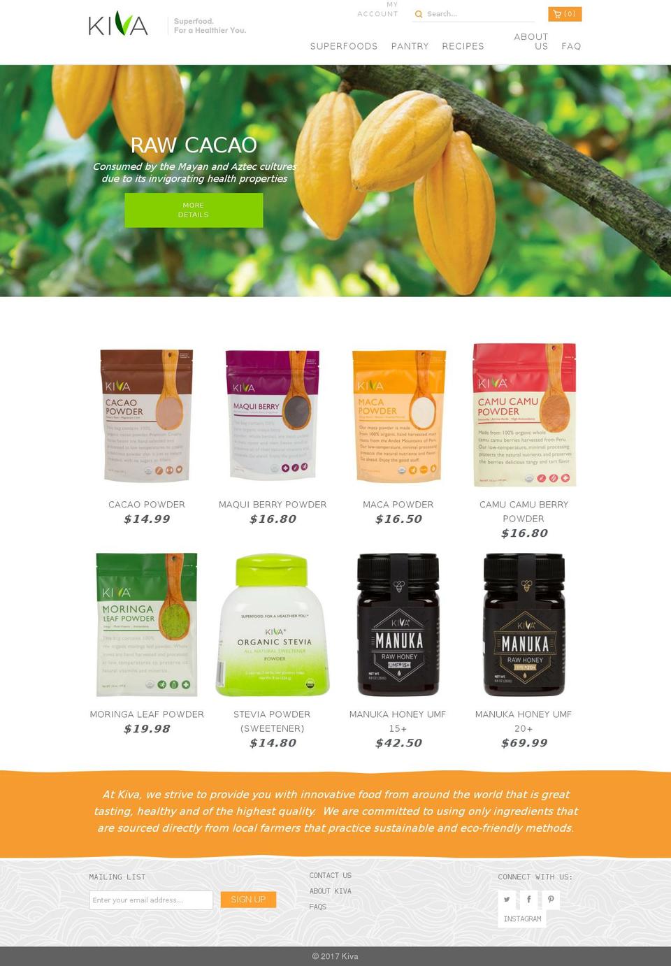 Kiva 1.1 Shopify theme site example kivaorganic.com