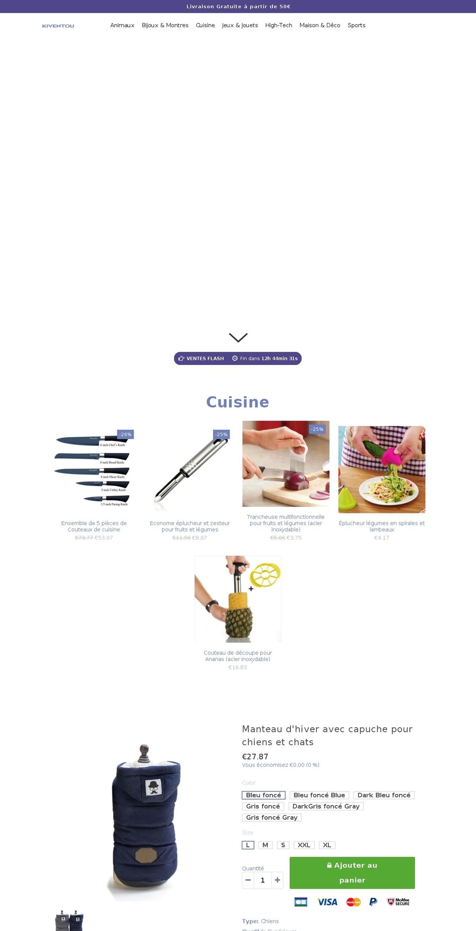 kiventou.com — Shopify storefront screenshot