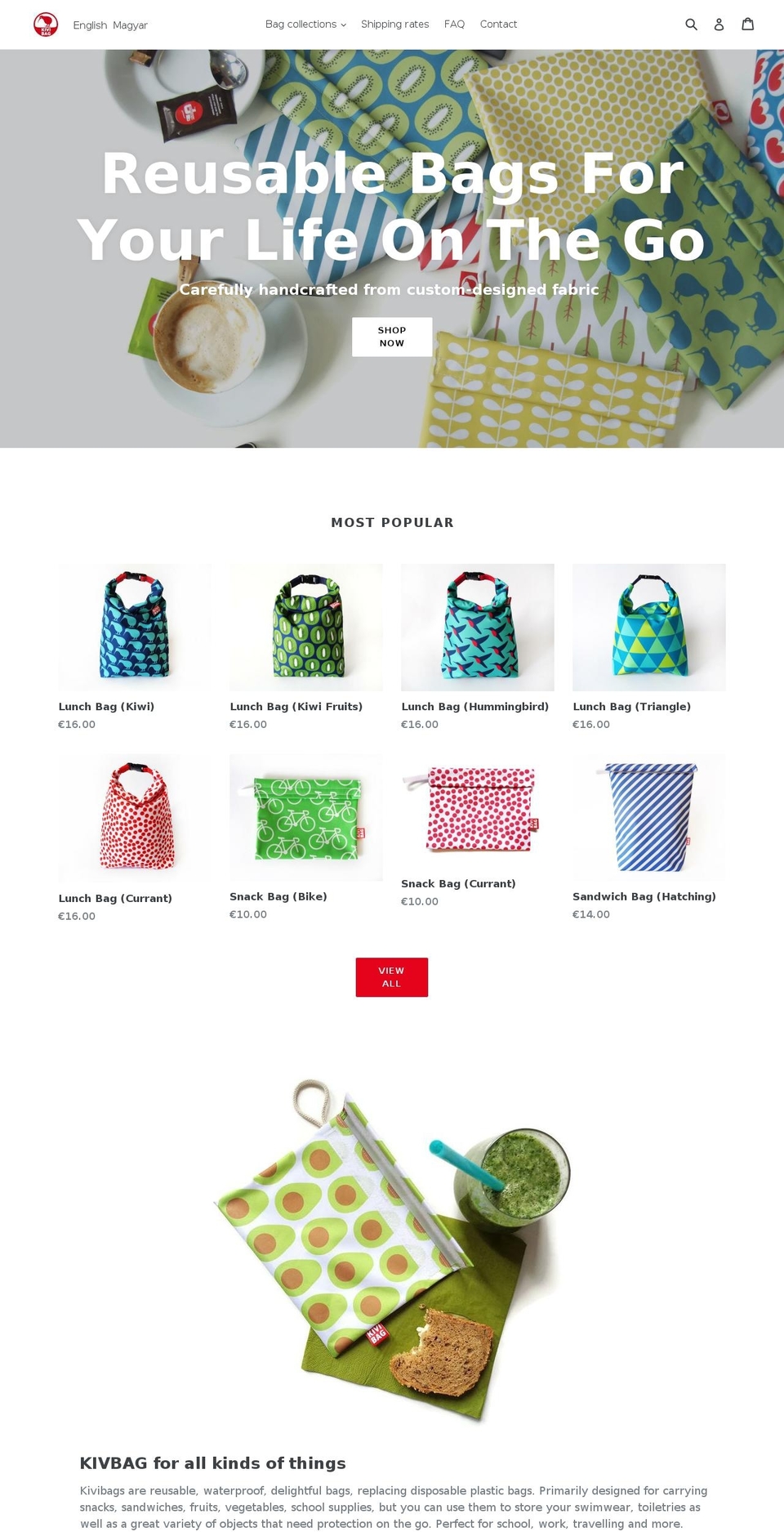 kivibag.com shopify website screenshot