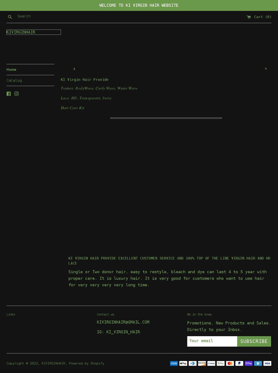 kivirginhair.com shopify website screenshot