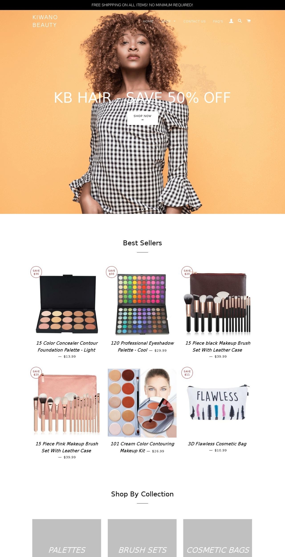 kiwanobeauty.com shopify website screenshot