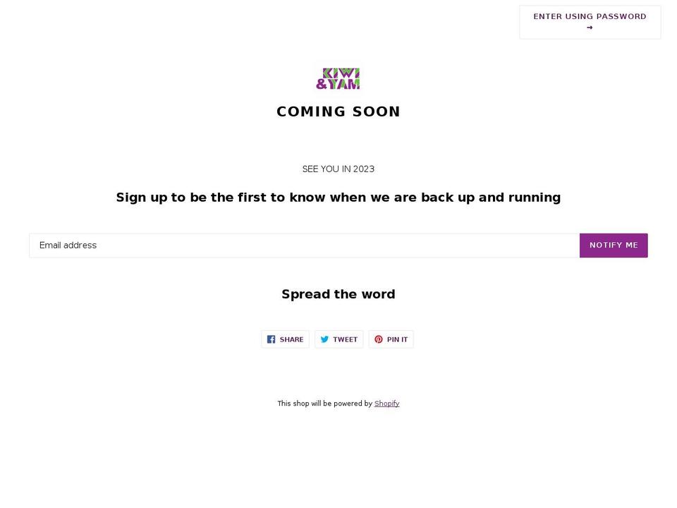 kiwiandyam.com shopify website screenshot