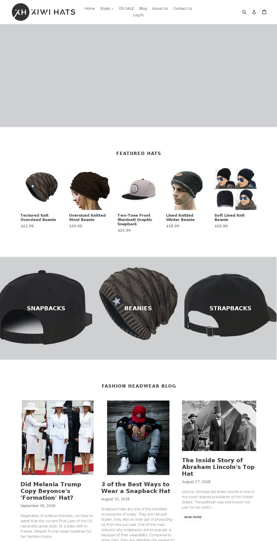 kiwihats.com — Shopify storefront screenshot