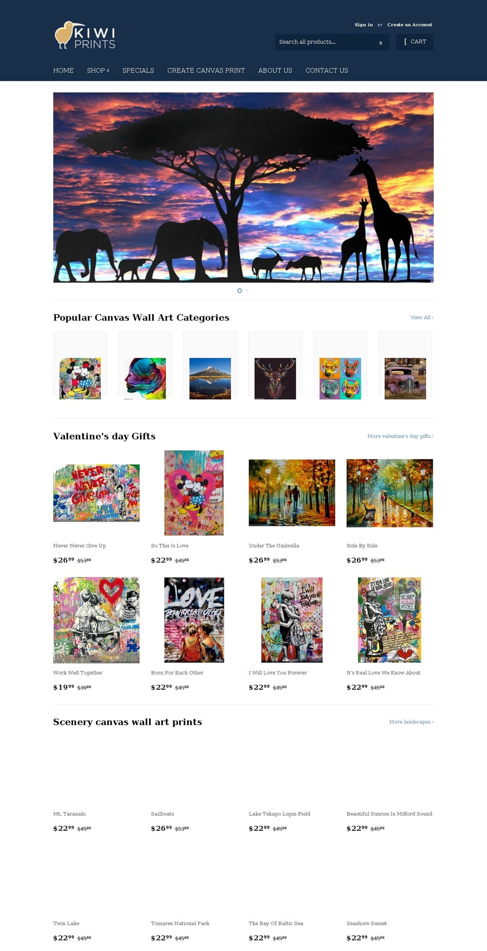 kiwiprints.co.nz shopify website screenshot