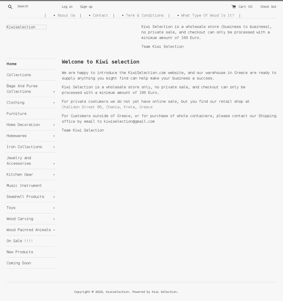 kiwiselection.com shopify website screenshot