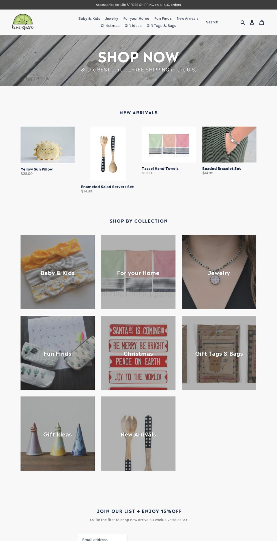 kiwishore.com — Shopify storefront screenshot