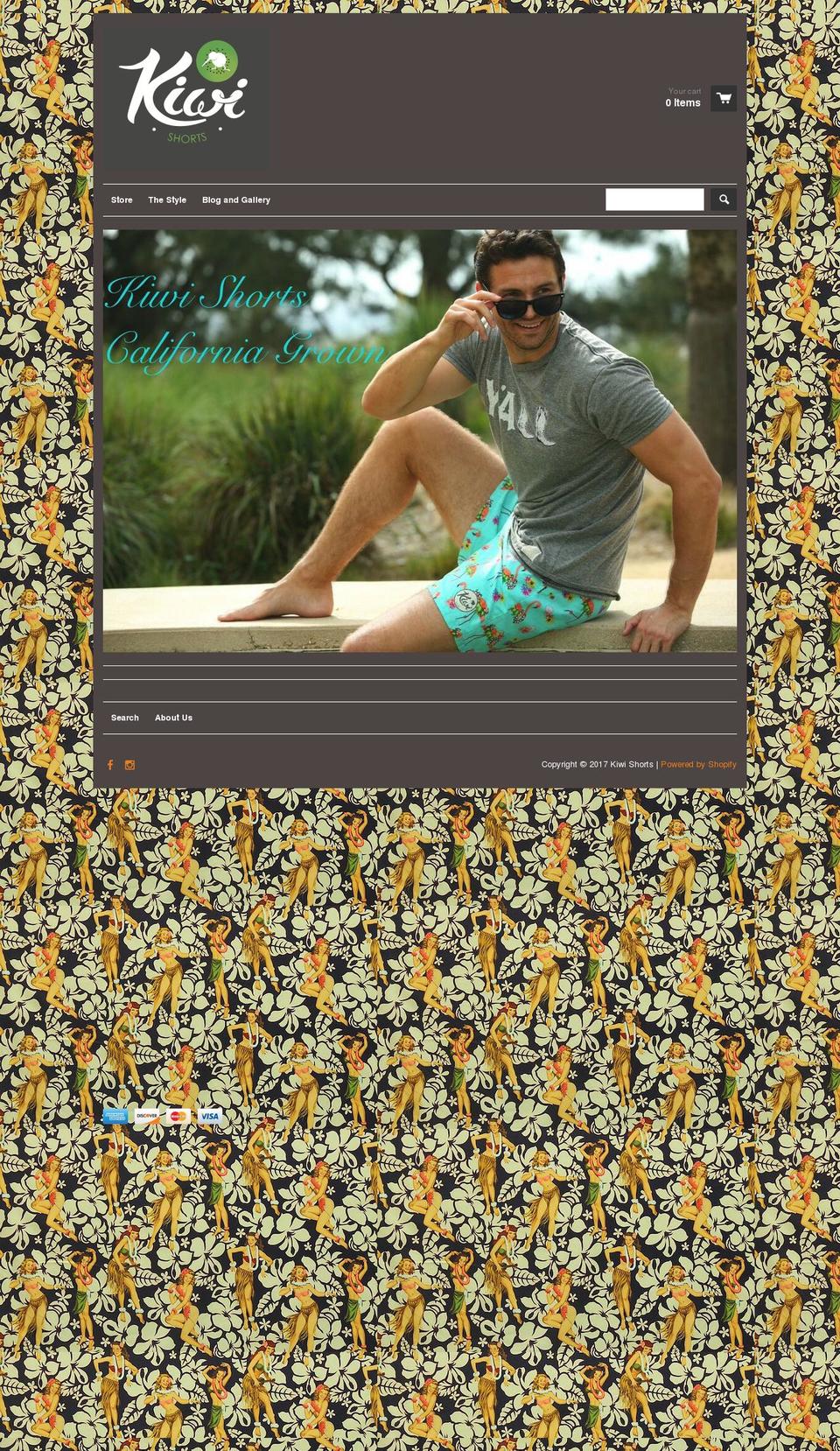 kiwishorts.com shopify website screenshot