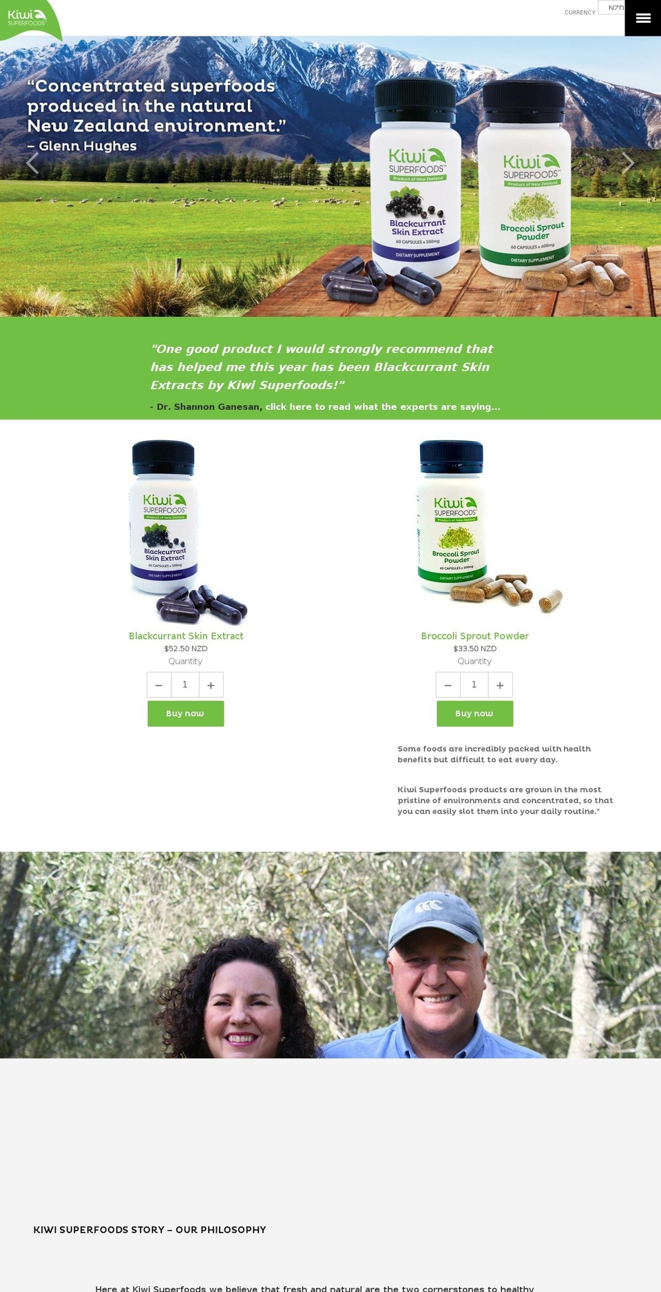 kiwisuperfoods.net shopify website screenshot