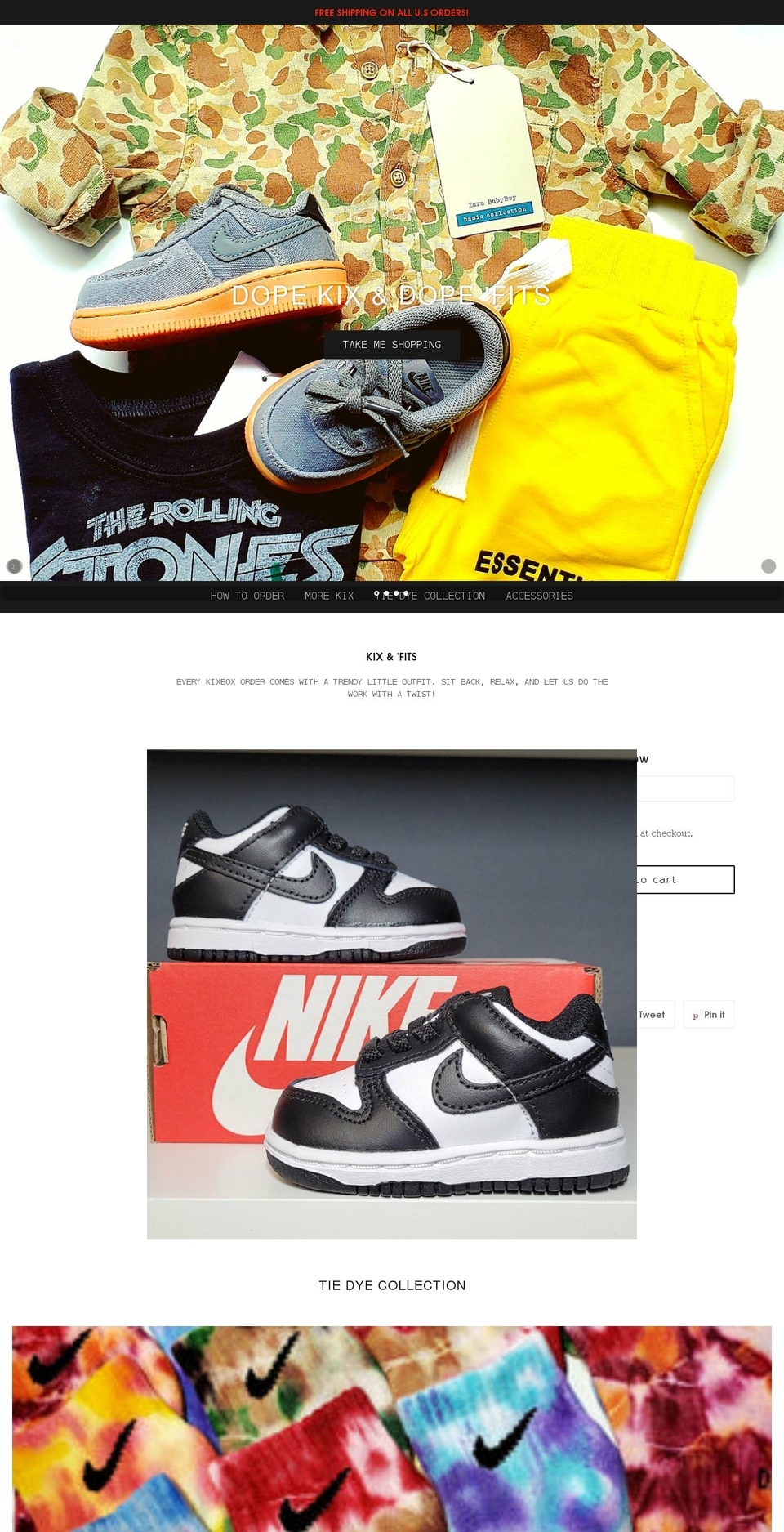 kixboxshop.com shopify website screenshot