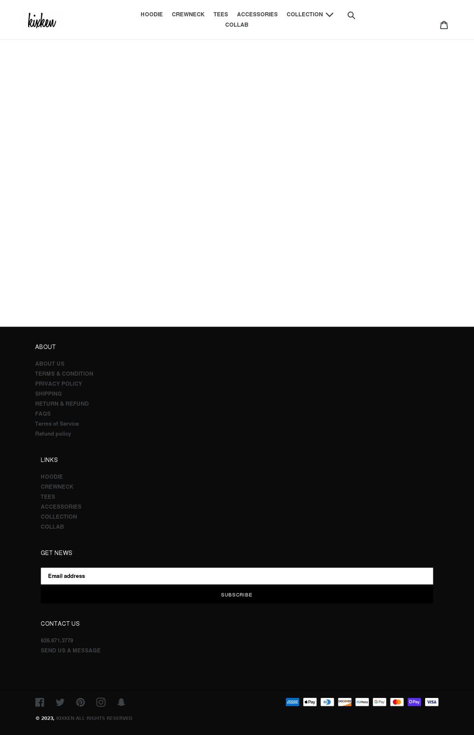 kixken.com shopify website screenshot
