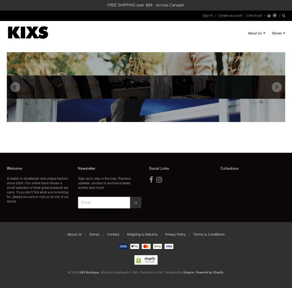 kixs.ca shopify website screenshot