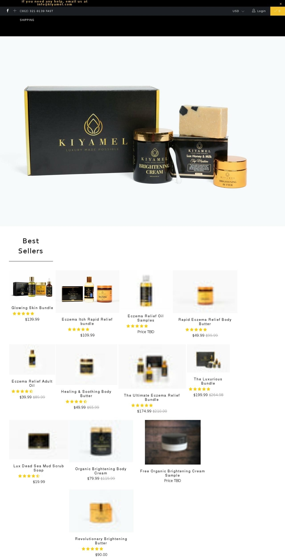 kiyamel.com shopify website screenshot