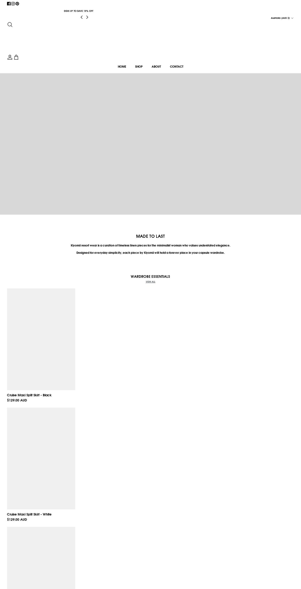 kiyomii.com shopify website screenshot