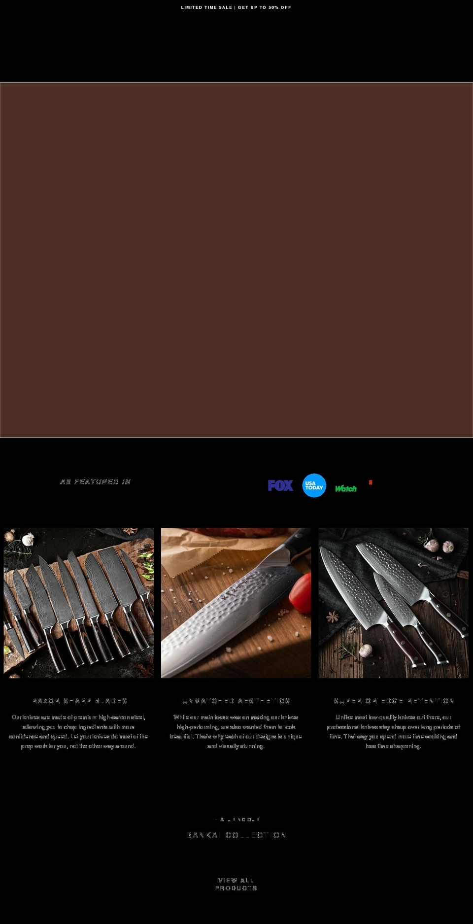 kizaruknives.com shopify website screenshot